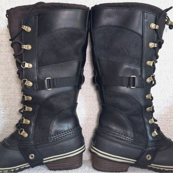 Sorel Conquest Carly Black Women's Winter Lace-Up Boots 8 - Picture 3 of 11